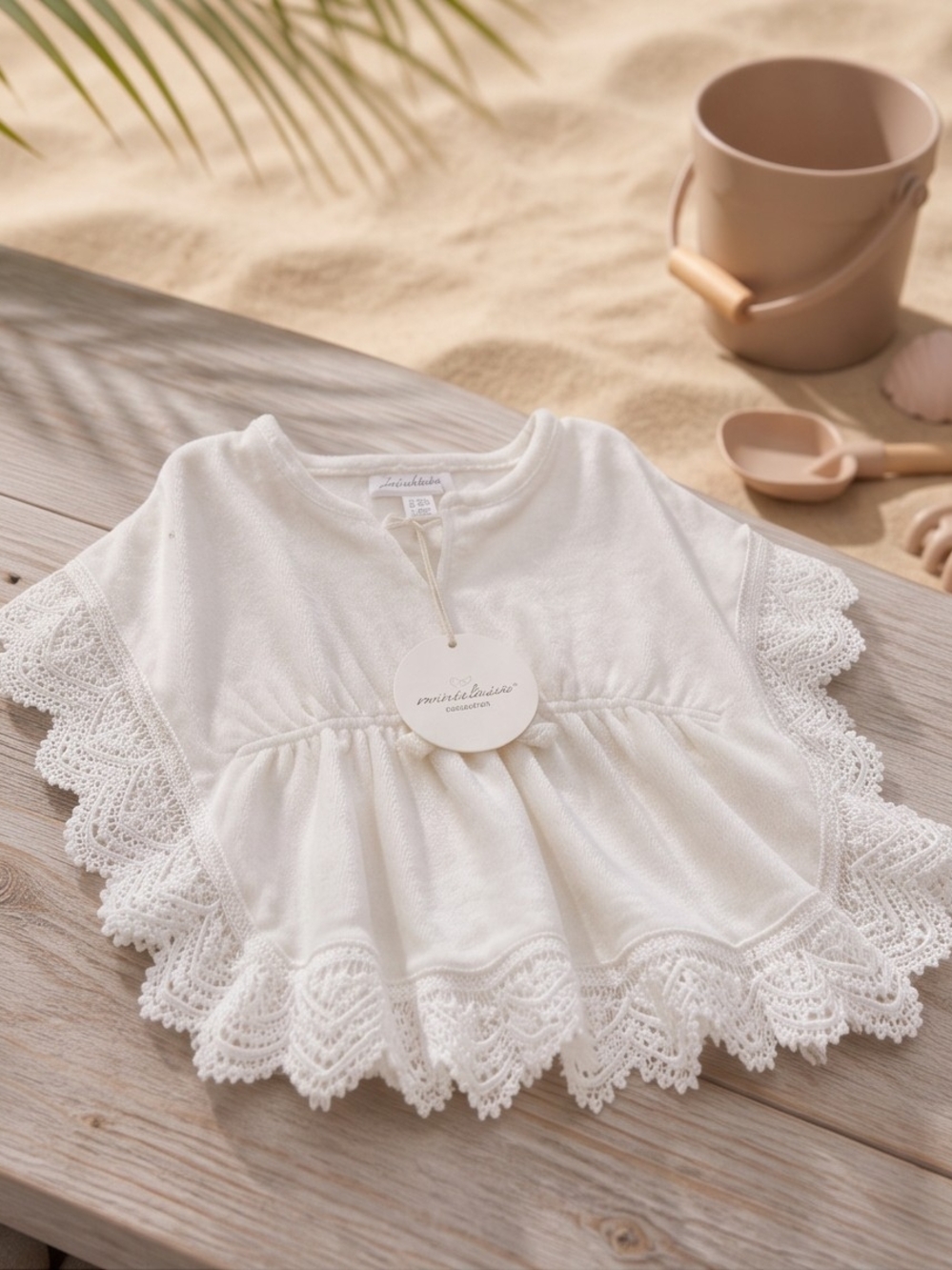 Marie Chantal White Crochet-Trim Baby Blouse
